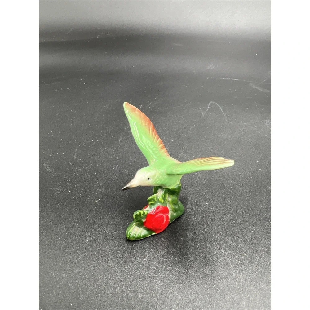 Porcelain Hummingbird Figurine With Rose